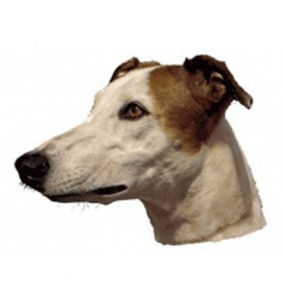 Dekal Greyhound Brun/Hvid Stor ca. 16 cm.