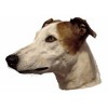 Dekal Greyhound Brun/Hvid Stor ca. 16 cm.
