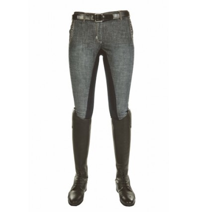 Ved en fejltagelse gys Perpetual HKM Jeans-Ridebuks -ELEGANCE- 3/4 alos skind Mørkeblå Str. 38