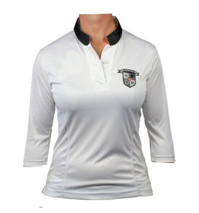 Polo-shirt 3/4 ærme "dry-fit" Hvid/Sort 34/XS