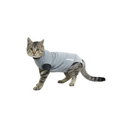 BUSTER Body Suit EasyGo til katte grå/sort 27,5 cm XXXS